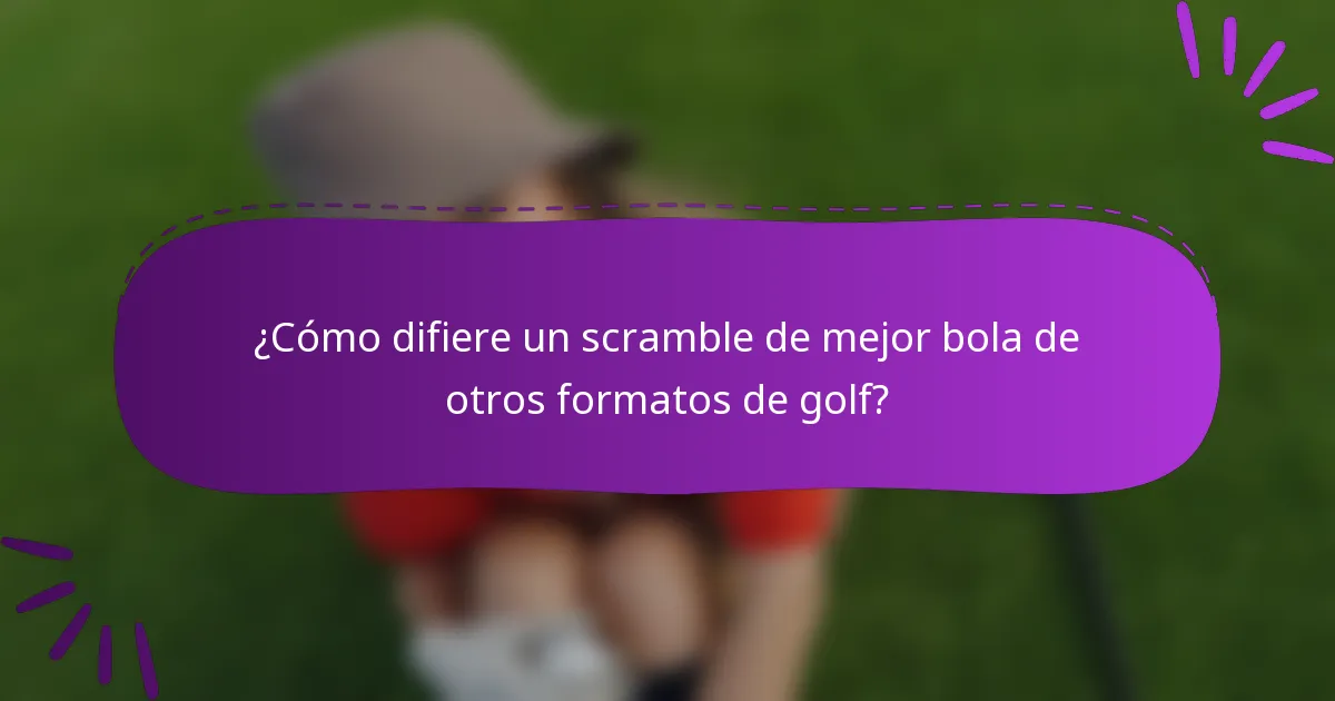¿Cómo difiere un scramble de mejor bola de otros formatos de golf?