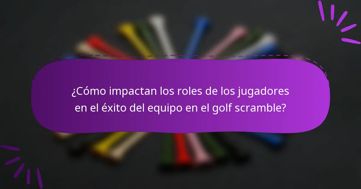 ¿Cómo impactan los roles de los jugadores en el éxito del equipo en el golf scramble?