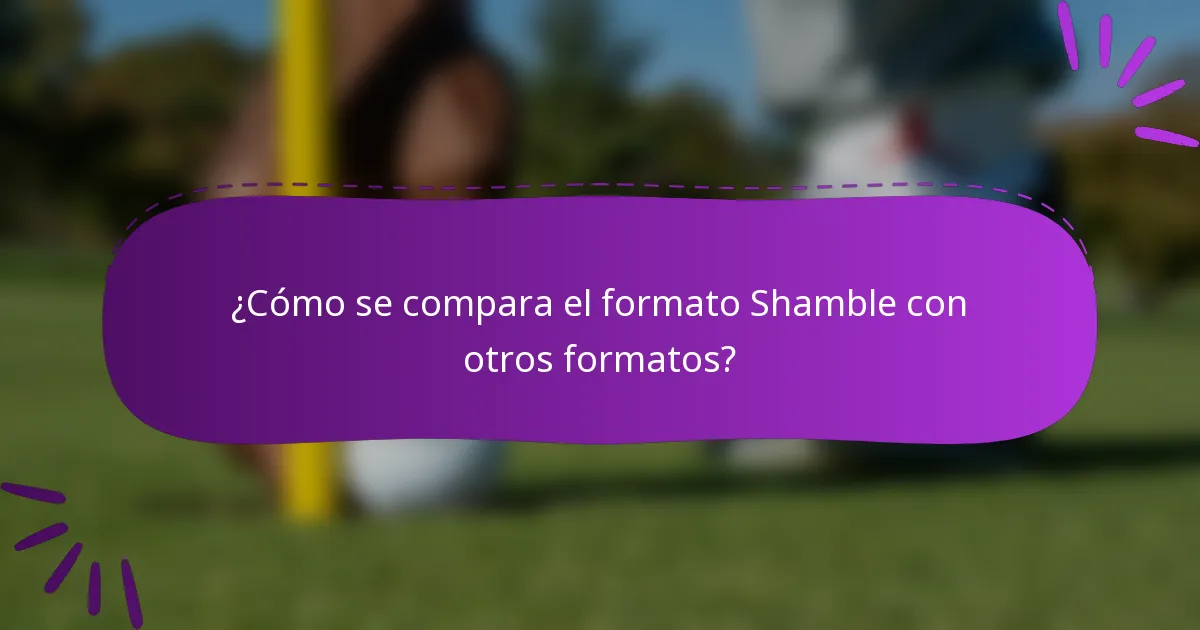 ¿Cómo se compara el formato Shamble con otros formatos?