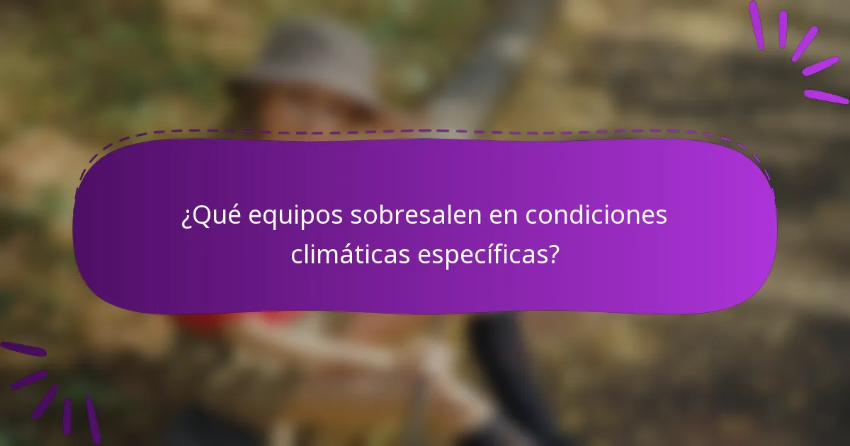 ¿Qué equipos sobresalen en condiciones climáticas específicas?